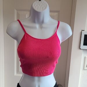 Zenana Outfitters Hot Pink Ribbed Crop Cami